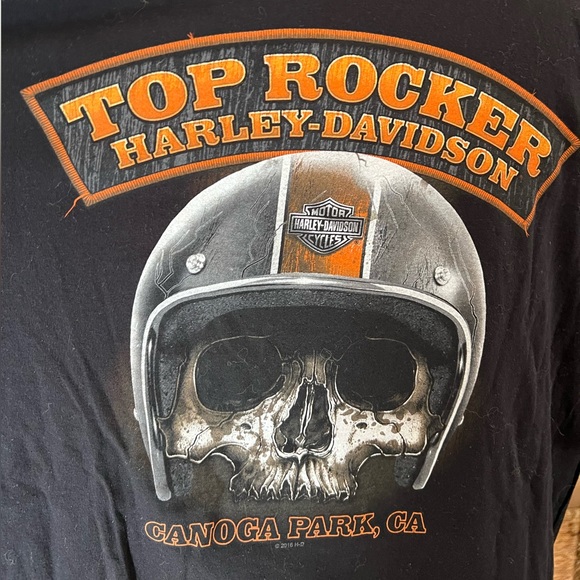 Harley Davidson California Top Rocker Canoga Hot Chick Skull T-Shirt Motorcycle - Picture 3 of 5